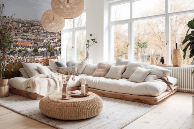 Afbeeldingen van Aerial view of Amsterdam city roofs beside Sarphati park