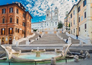 Picture of Famous Spanish Steps with fountain Rome Italy