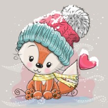 Ritratt ta’ Cute Fox in a knitted cap