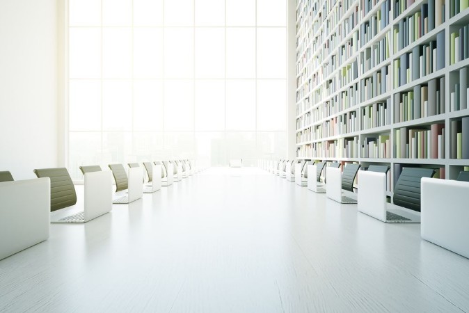 Picture of White library table closeup