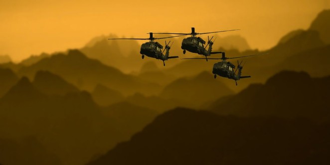Helicopter Attack photowallpaper Scandiwall