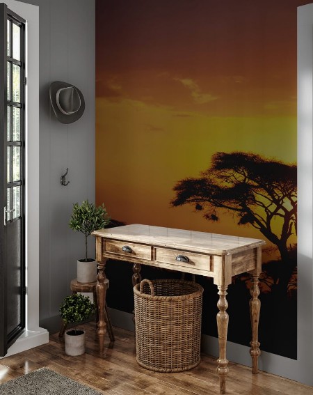 Bild på Typical african sunset with acacia trees in Masai Mara Kenya