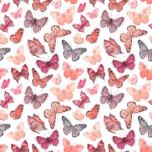 Image de Retro seamless texture with flying butterflies watercolor paint