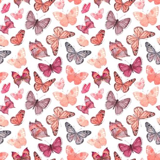 Afbeeldingen van Retro seamless texture with flying butterflies watercolor paint