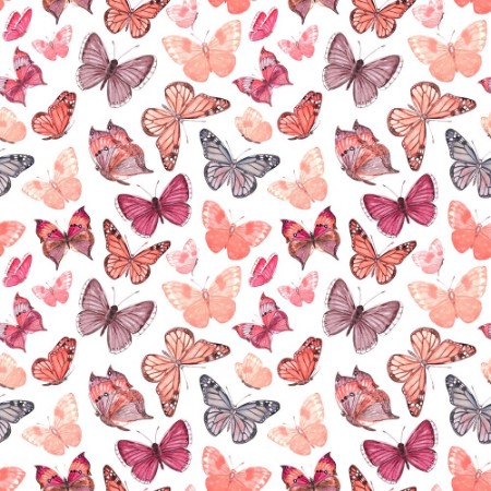 Attēls Retro seamless texture with flying butterflies watercolor paint