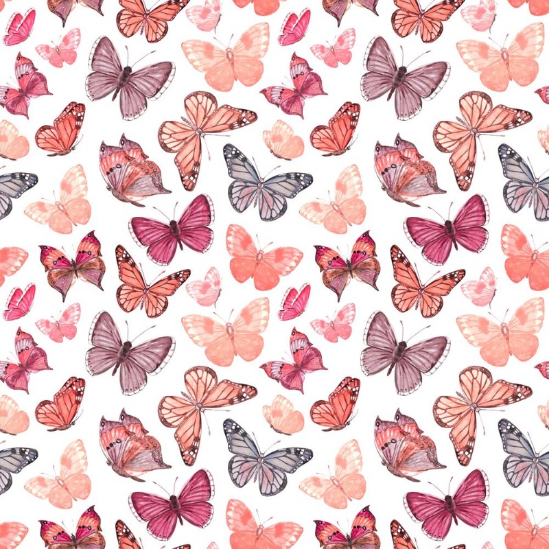 Bild på Retro seamless texture with flying butterflies watercolor paint