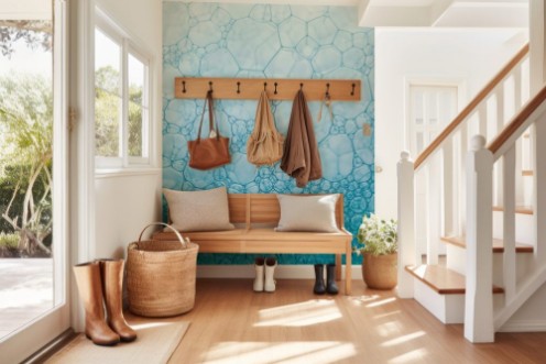 Afbeeldingen van Foam texture blue background