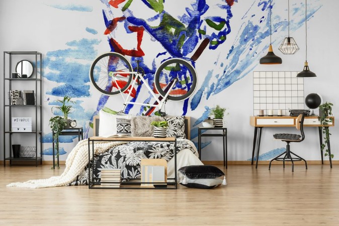 Afbeeldingen van Hockey player with stick and puck isolated  hand painted watercolor illustration 