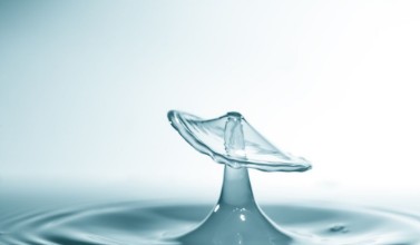 Picture of Water drop falling and drips on water mirror Water drop splash and make perfect circles on surface