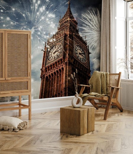 Afbeeldingen van New Year in the city - Big Ben with fireworks