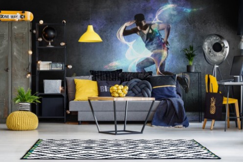 Picture of B-boy performing some moves  Mixed media