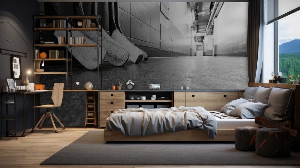 Picture of Black and white macro shot of hockey stick blades - Shallow depth of field