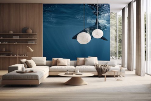 Afbeeldingen van Great White shark in Pacific ocean underwater side view