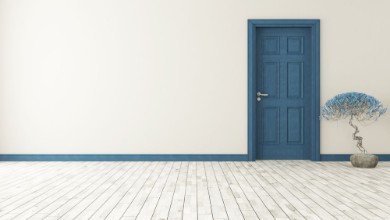 Bild von Dark blue door with wall