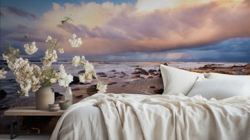 Picture of Storm sea sunset on a stormy sea