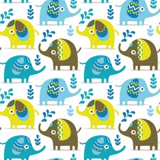 Afbeeldingen van Seamless pattern with elephants plants jungle