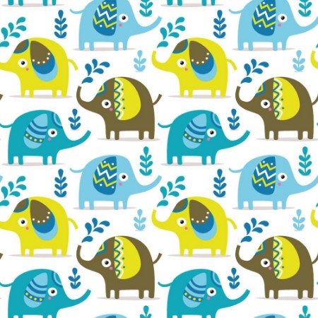 Afbeeldingen van Seamless pattern with elephants plants jungle