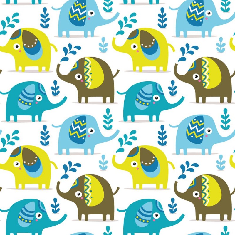 Afbeeldingen van Seamless pattern with elephants plants jungle