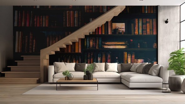 Afbeeldingen van Blurred Image many old books on bookshelf in library