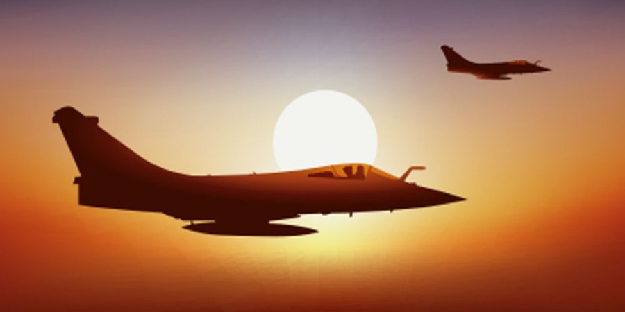 Picture of Avion de chasse - Coucher de soleil