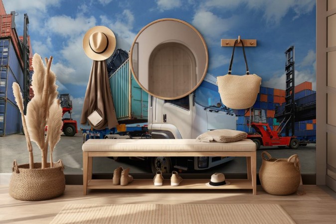 Afbeeldingen van Truck with Industrial Container Cargo for Logistic Import Export business