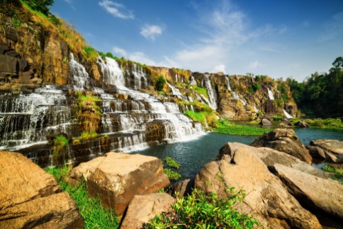 Picture of Amazing view of natural cascading waterfall with crystal water