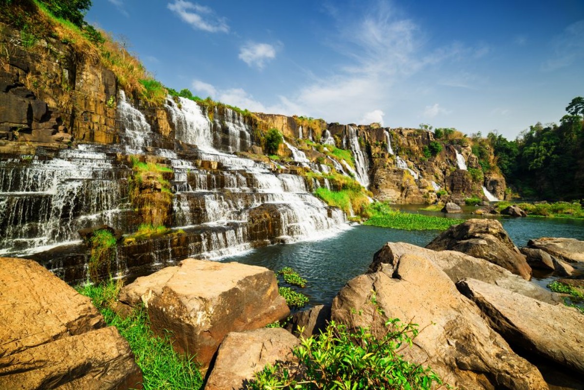 Picture of Amazing view of natural cascading waterfall with crystal water
