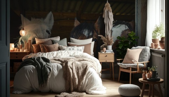 Afbeeldingen van Portrait of three funny smiling horses heads in their stable Equestrianan horse riding concept