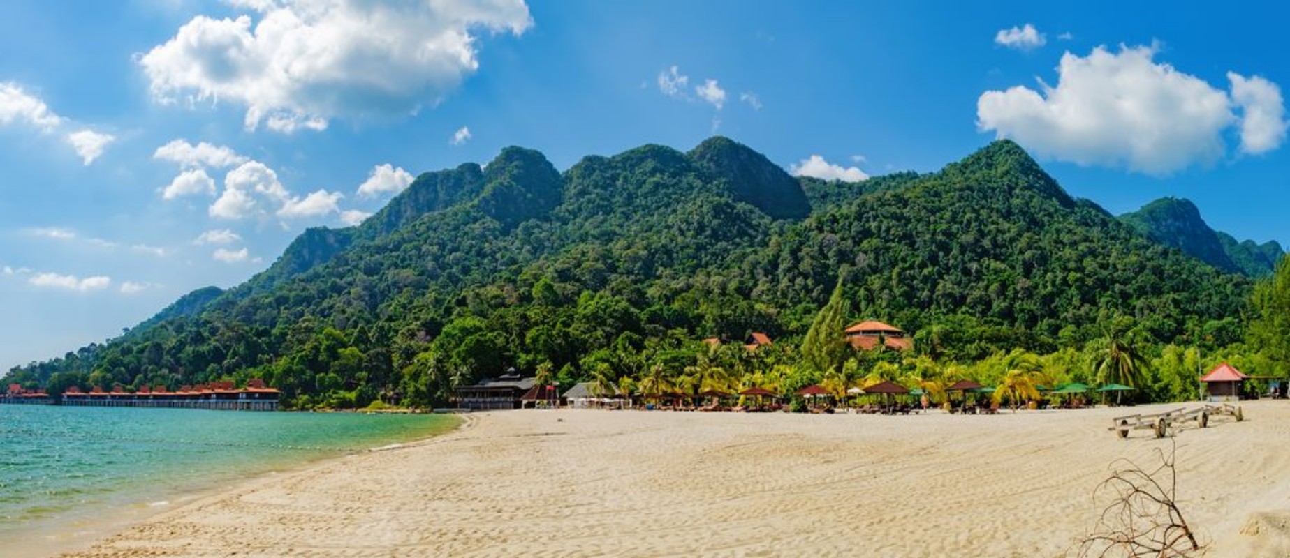 Picture of Relaxing on remote paradise beach Tropical bungalow and luxury house on untouched sandy beach with palms trees in Langkawi Island Malaysia