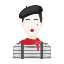 Afbeeldingen van French mime icon in cartoon style isolated on white background France country symbol stock vector illustration