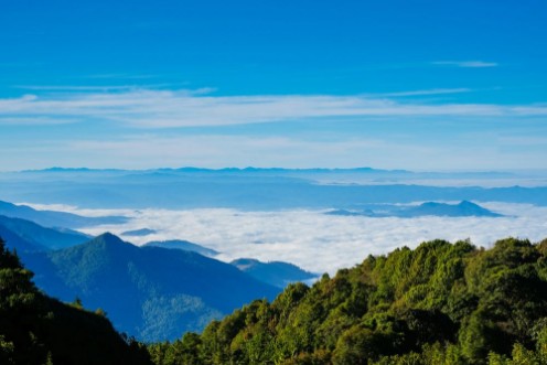 Afbeeldingen van Landscape view point  many mist in mountain at Chiengmai