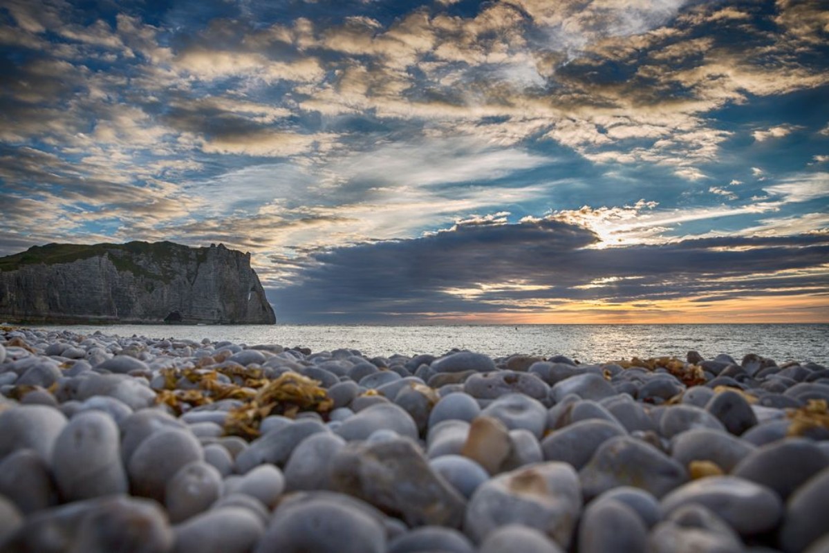 Image de Sunset on the cliffs of Etretat - Normandy - France