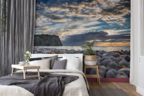 Afbeeldingen van Sunset on the cliffs of Etretat - Normandy - France