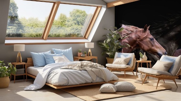 Afbeeldingen van Six horses portraits isolated on a black background