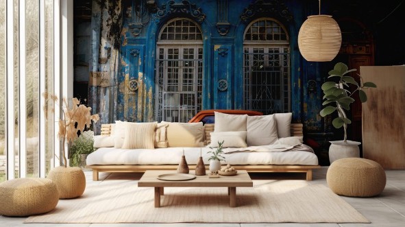 Afbeeldingen van Old small car in front old blue house general travel imagery on december 26 2016 in La Havana Cuba