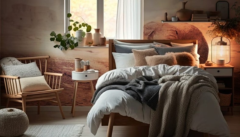 Afbeeldingen van Elephant walks in a desert nobody around concept of majesty and solitude climate change