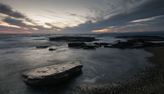 Picture of Sunset  on a rocky coastline