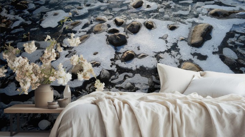 Picture of Muster aus Steinen und vereistem Wasser