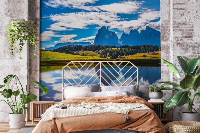 Picture of The lake reflects the jagged rocks