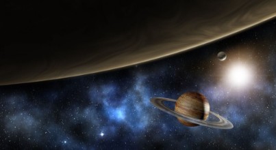 Bild på Jupiter saturn and the milky way