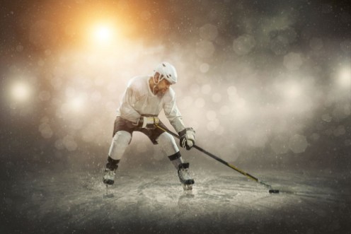 Picture of Ice hockey player on the ice outdoors