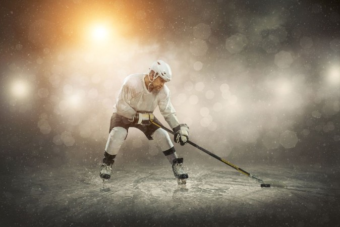 Picture of Ice hockey player on the ice outdoors