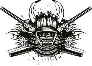 Image de Samurai helmet and crossed katana and saya