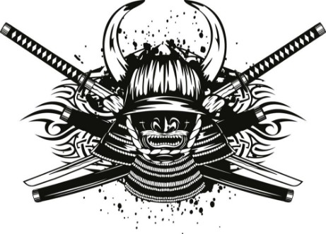 Image de Samurai helmet and crossed katana and saya