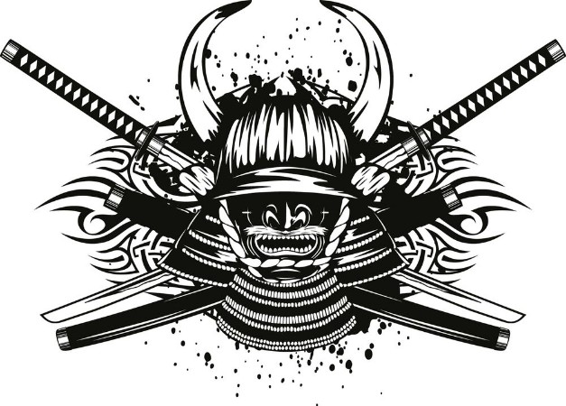 Image de Samurai helmet and crossed katana and saya