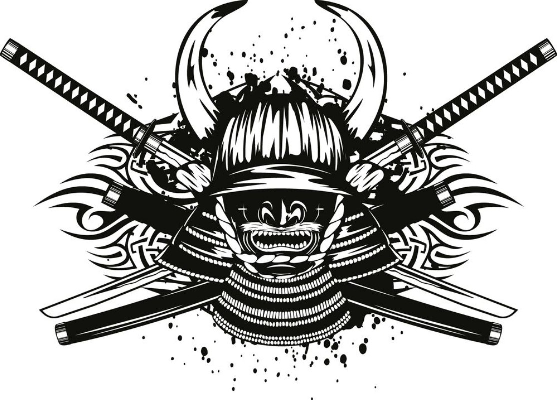 Image de Samurai helmet and crossed katana and saya