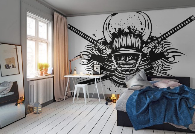 Image de Samurai helmet and crossed katana and saya