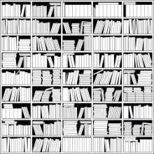 Pilt Bookshelf In Black And White Vector Illustration