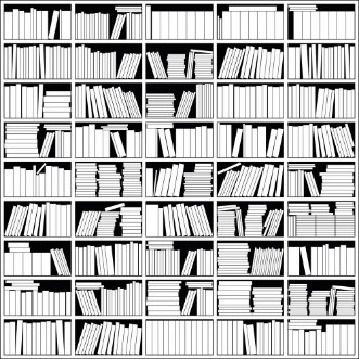 Picture of Bookshelf In Black And White Vector Illustration