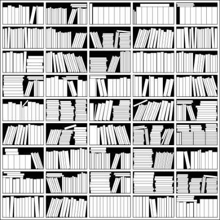 Afbeeldingen van Bookshelf In Black And White Vector Illustration